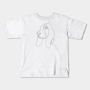 Basset Hound - one line drawing Kids T-Shirt